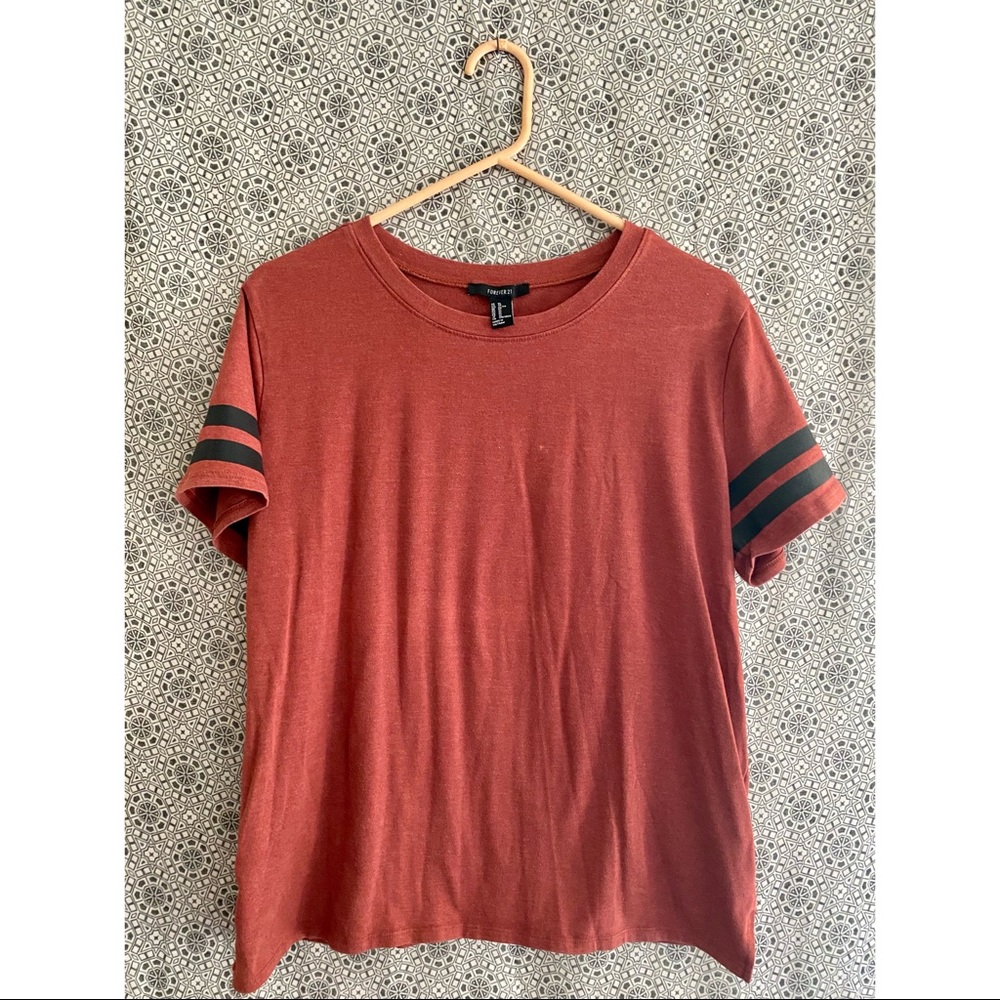 Forever 21 reddish orange Baseball Tee